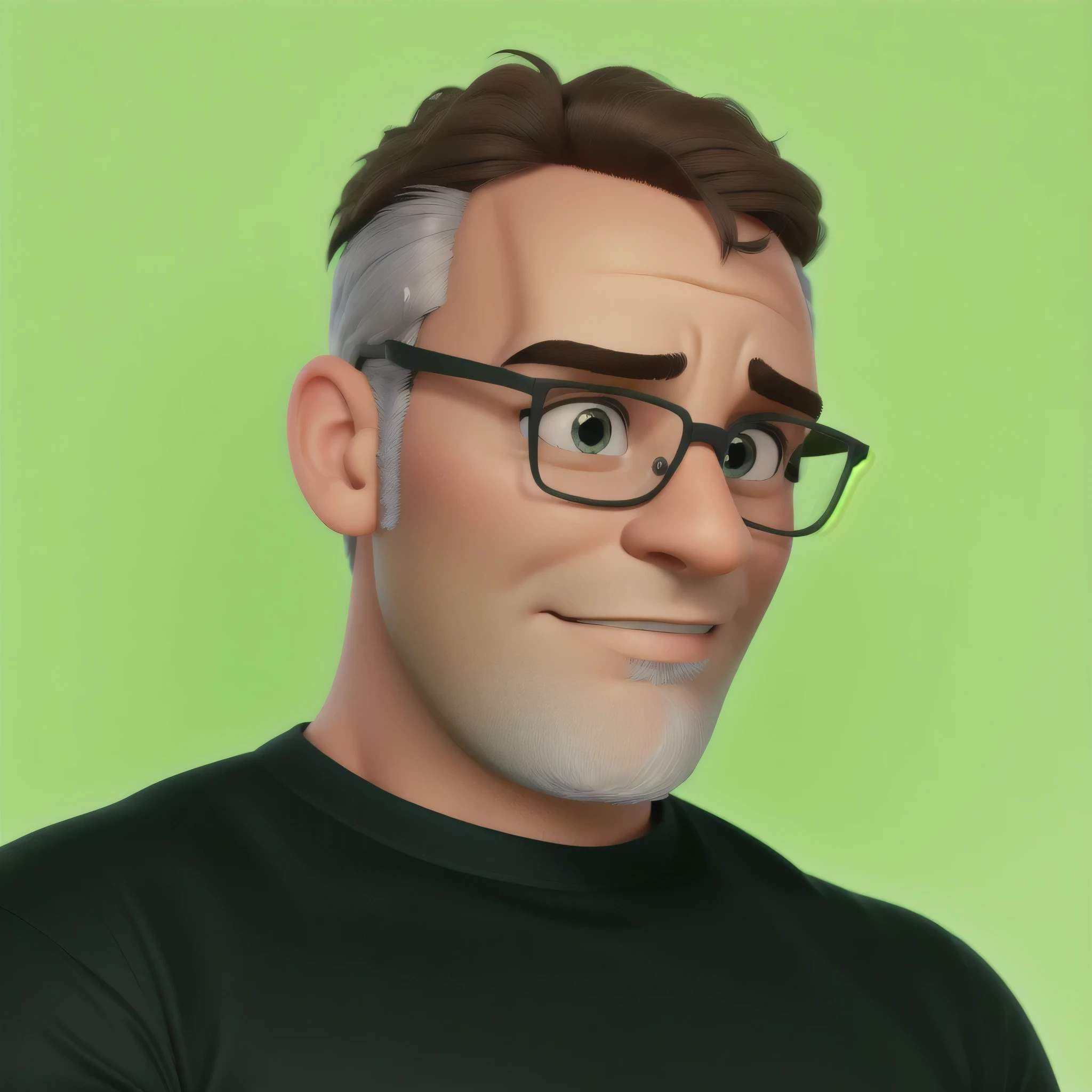 Um homem estilo Disney Pixar, alta qualidade, melhor qualidade. usa barba e cabelo grisalho. 