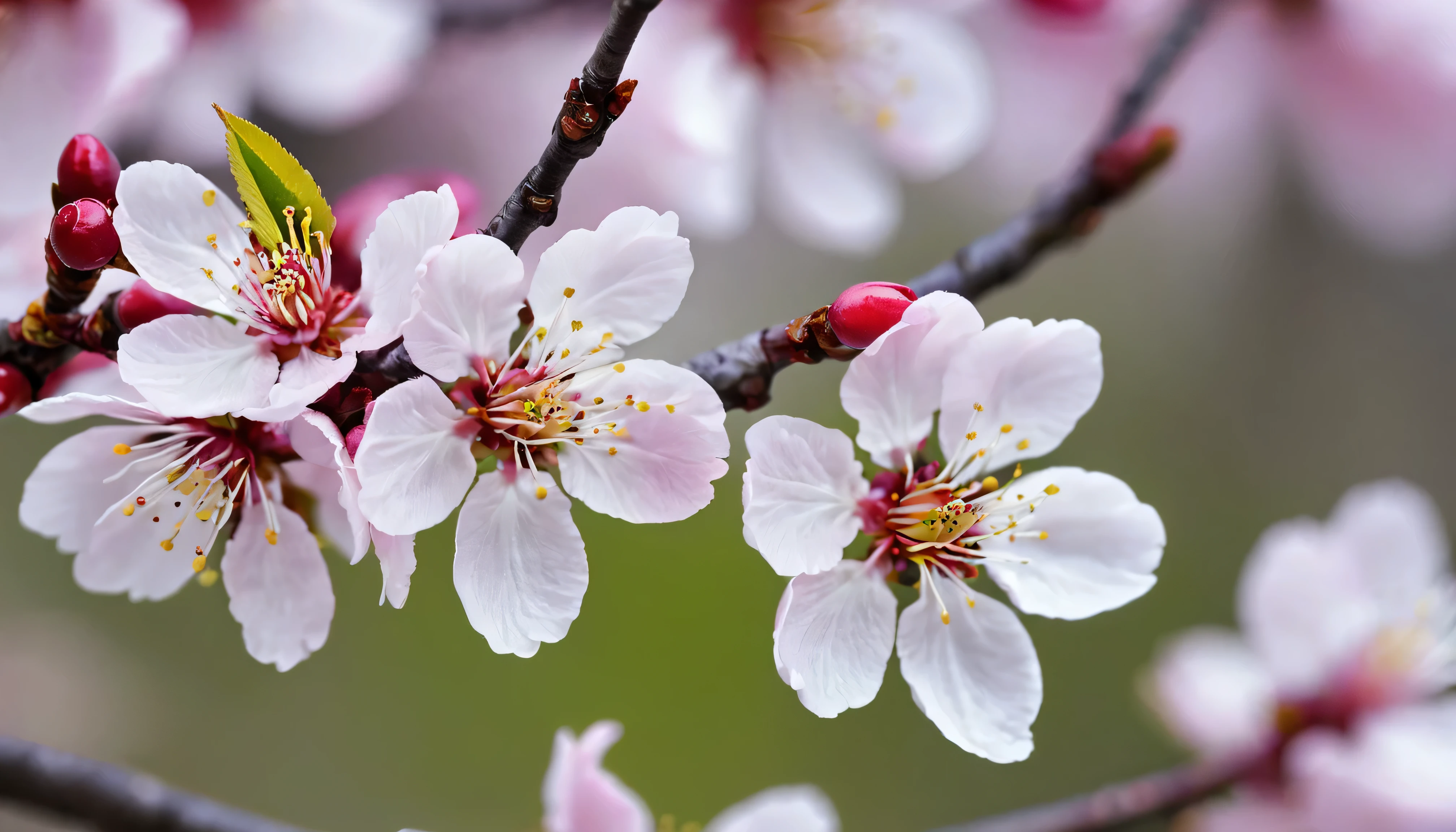 Close-up of a flower on a branch with blurred background, Cherry blossoms花, Cherry blossoms, Cherry blossoms盛开, Cherry blossoms花s, Cherry blossoms盛开, Plum Botham, Cherry blossoms树, cherry flowering, flowering, flowering, Cherry blossoms季, Cherry blossoms tree, flower flowering, Almond flowers, Cherry blossoms, author：Nico Henricon, happy flower