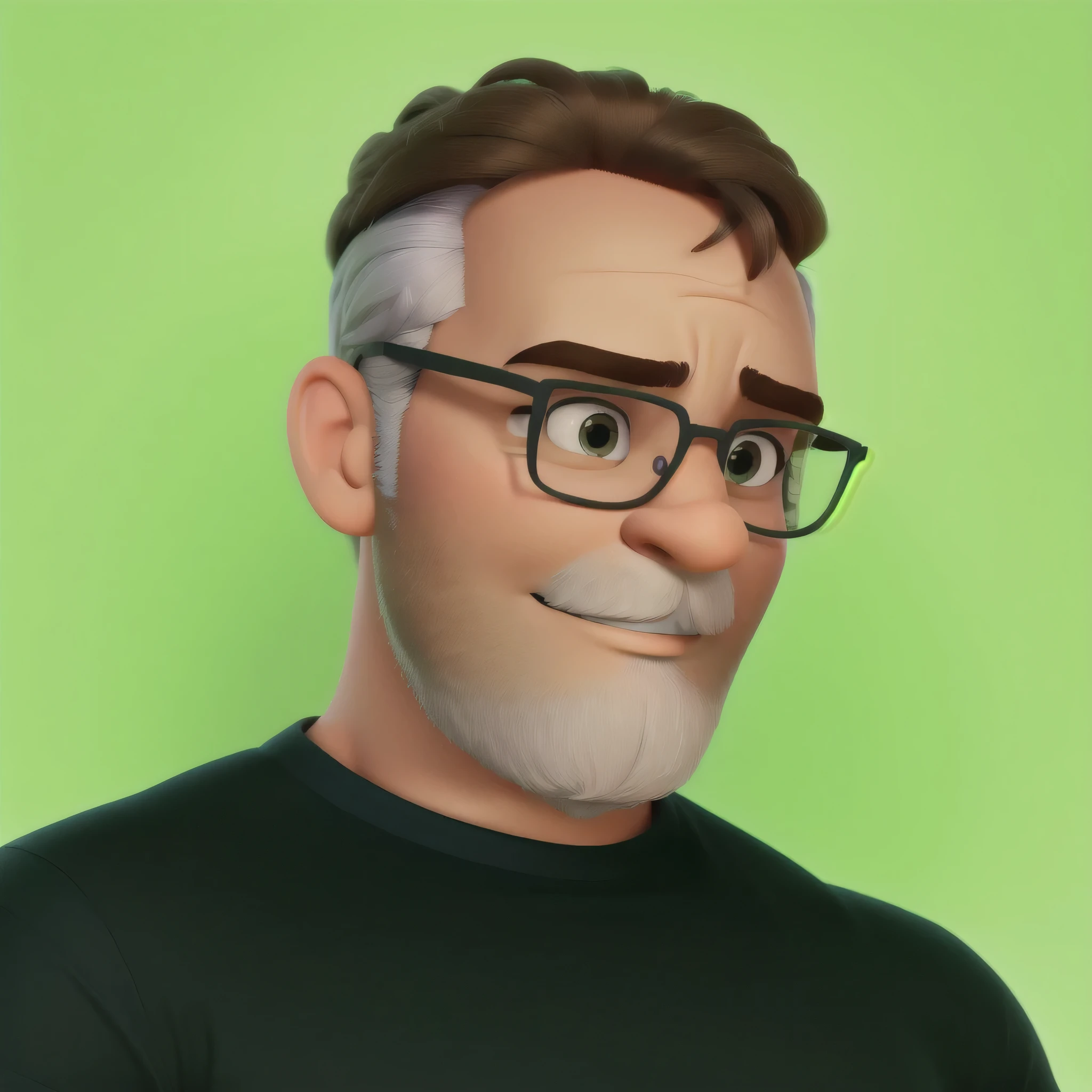 Um homem estilo Disney Pixar, alta qualidade, melhor qualidade. usa barba e cabelo grisalho.