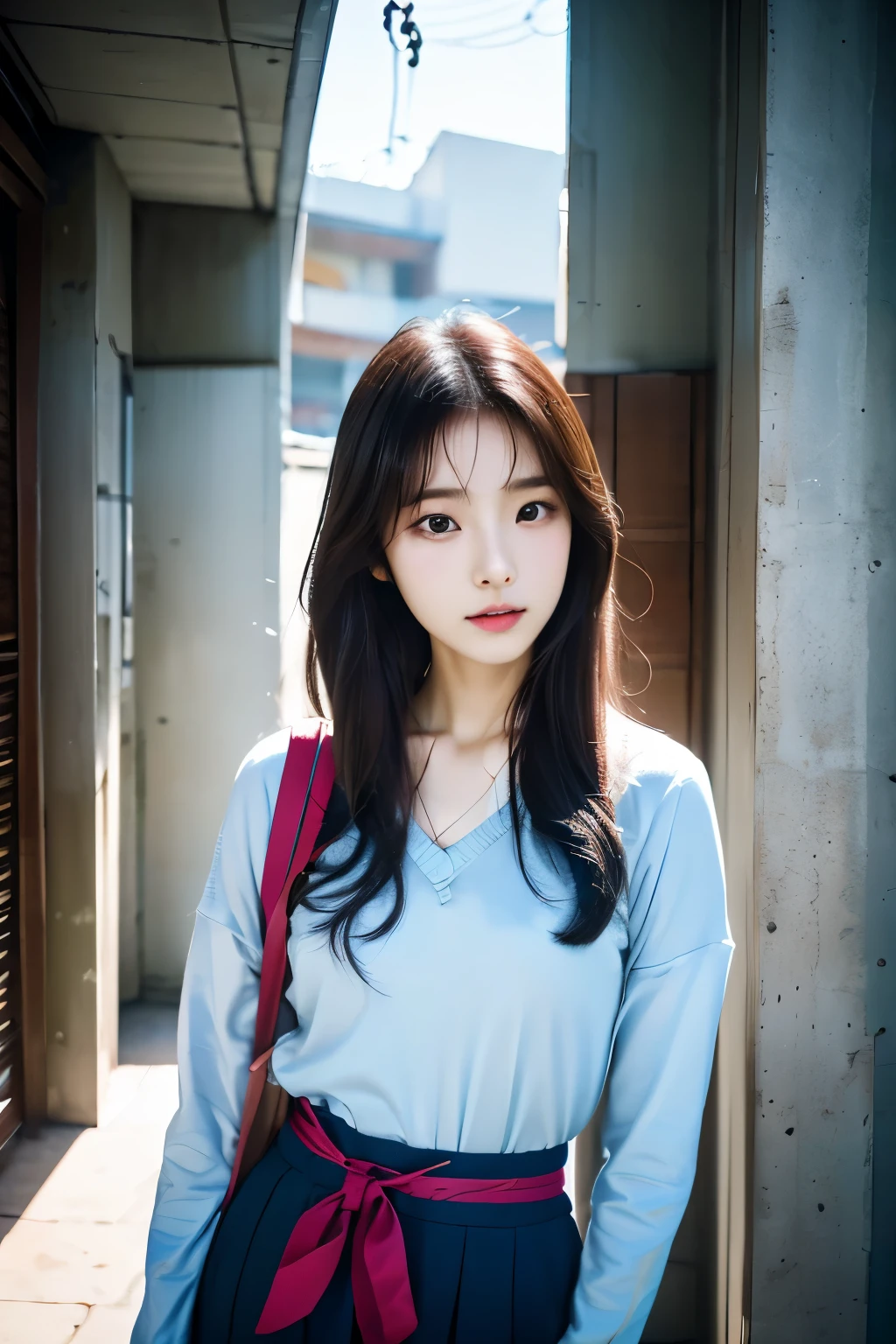 there is a woman that is standing in a building with a lanyard, jaeyeon nam, xintong chen, korean idol, jinyoung shin, xision wu, tzuyu from twice, korean girl, profile pic, ruan cute vtuber, 2 2 , heonhwa choe, gongbi, wenfei ye, sakimichan
