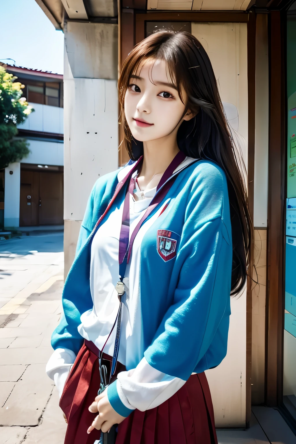 there is a woman that is standing in a building with a lanyard, jaeyeon nam, xintong chen, korean idol, jinyoung shin, xision wu, tzuyu from twice, korean girl, profile pic, ruan cute vtuber, 2 2 years old, heonhwa choe, gongbi, wenfei ye, sakimichan