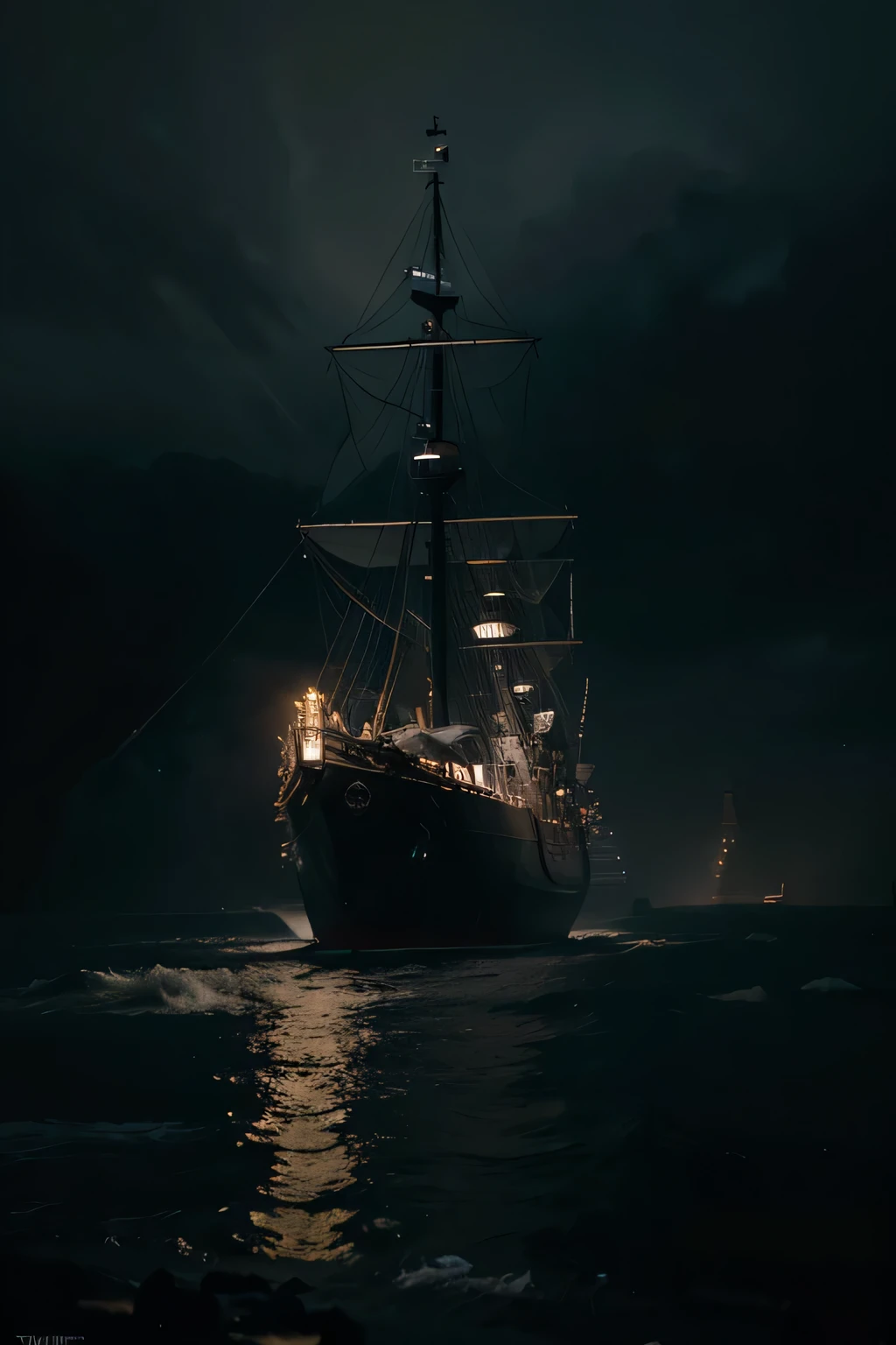 battleship, galleons, ancient, admiral, majestic, dark atmosphere, raining, stormy,  ((Mind-blowing)), ((Elegant)), ((Detailed)), ((Extraordinary)), ((Striking)), ((Immersive)), fantasy, Dwarven Blacksmith, Dwarf, Hammer, digital artwork, Digital masterpiece, Digital illustration, Digital masterpiece, cinematic lighting, Dramatic lighting, Cinematic atmosphere, Mood lighting, low shutter, Long exposure, Light trails, Slow shutter speed, 