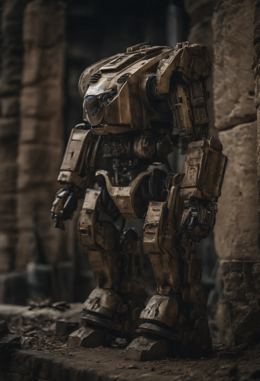 Abandoned Mech, ancient ruins, best quality, masterpiece, Representative work, official art, Professional, Ultra intricate detailed, 8k