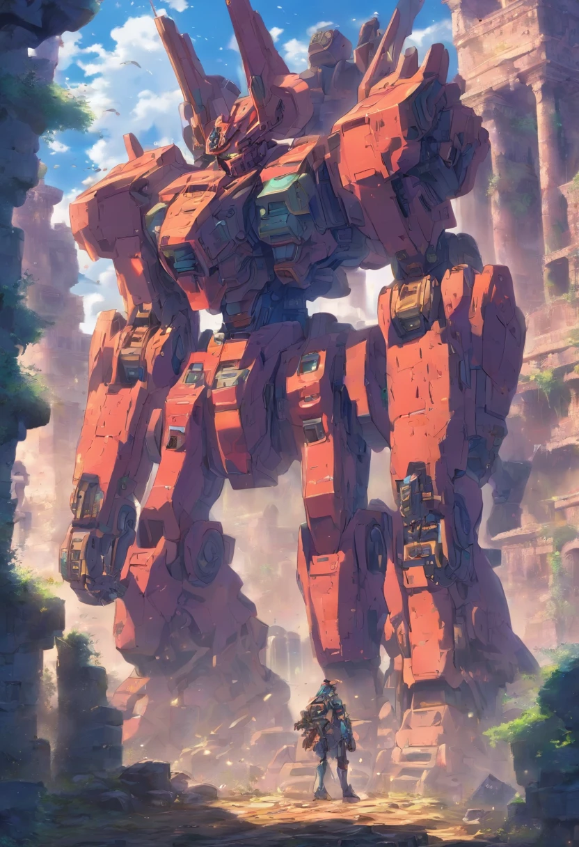 Abandoned Mech, ancient ruins, best quality, masterpiece, Representative work, official art, Professional, Ultra intricate detailed, 8k