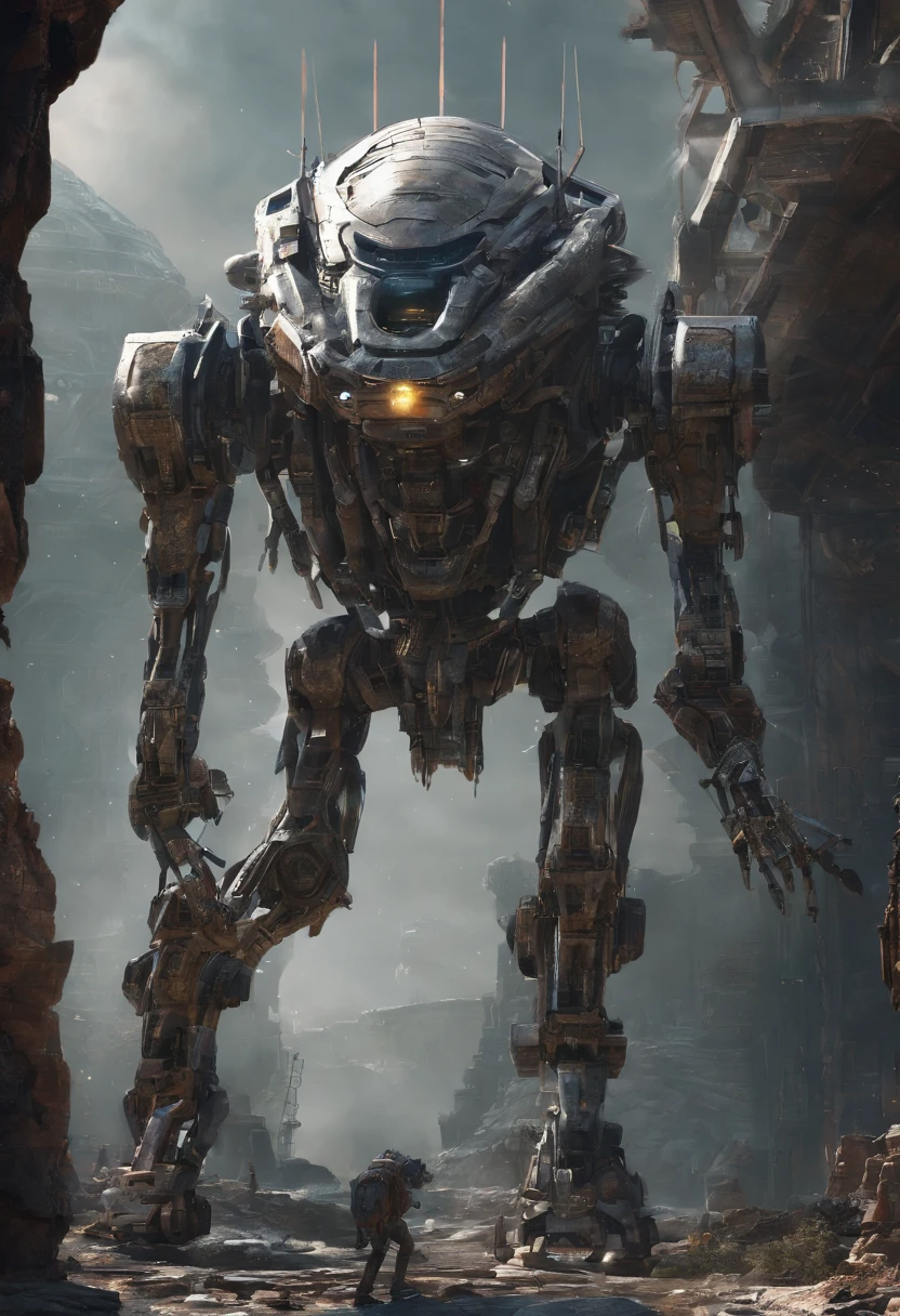 Abandoned Mech, ancient ruins, best quality, masterpiece, Representative work, official art, Professional, Ultra intricate detailed, 8k