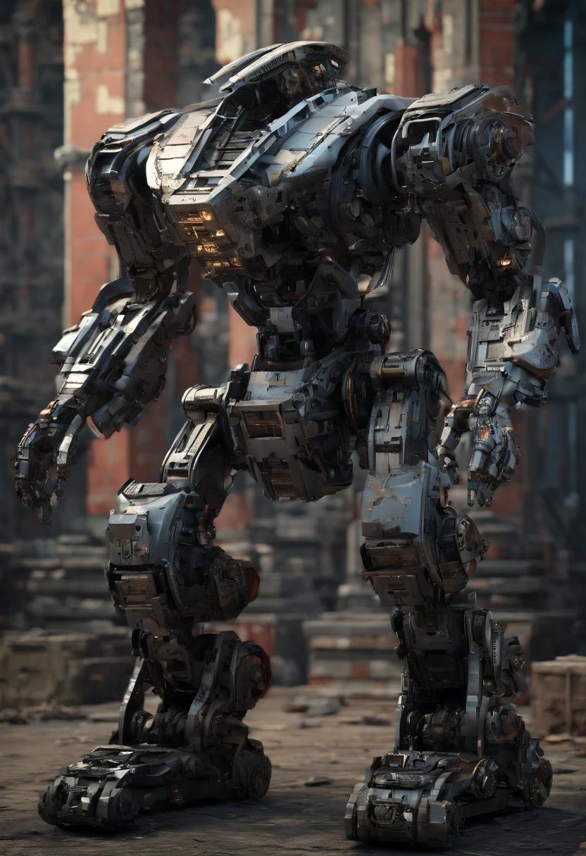 Abandoned Mech, ancient ruins, best quality, masterpiece, Representative work, official art, Professional, Ultra intricate detailed, 8k