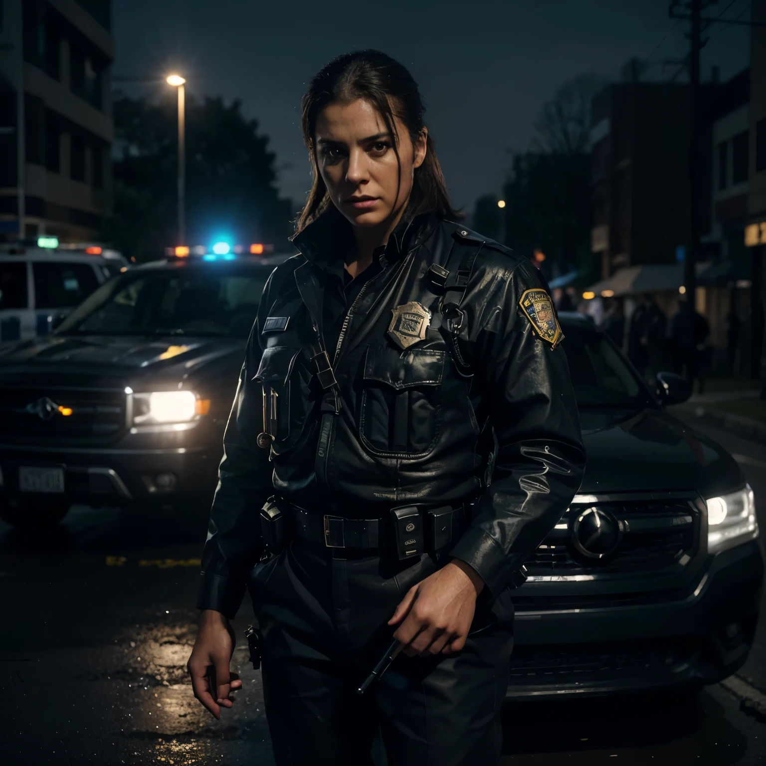 (a)police officer, (a)detective, (a)crime scene, (a)gun, (a)handcuffs, (a)flashlight, (a)badge, (a)police car, (a)siren, (a)helicopter, (a)search warrant, (a)interrogation room, (a)crime tape, (a)bulletproof vest, (a)crime report, (a)suspect, (a)arrest, (a)investigation, (a)forensics team, (a)briefcase, (a)radio, (a)uniform, (a)crime fighter, (a)patrol)
(best quality,4k,8k,highres,masterpiece:1.2),(ultra-detailed),(realistic,photorealistic,photo-realistic:1.37),dramatic lighting,vivid colors,crime noir style,high contrast,sharp focus,foreboding atmosphere,urban setting,nighttime scene)
