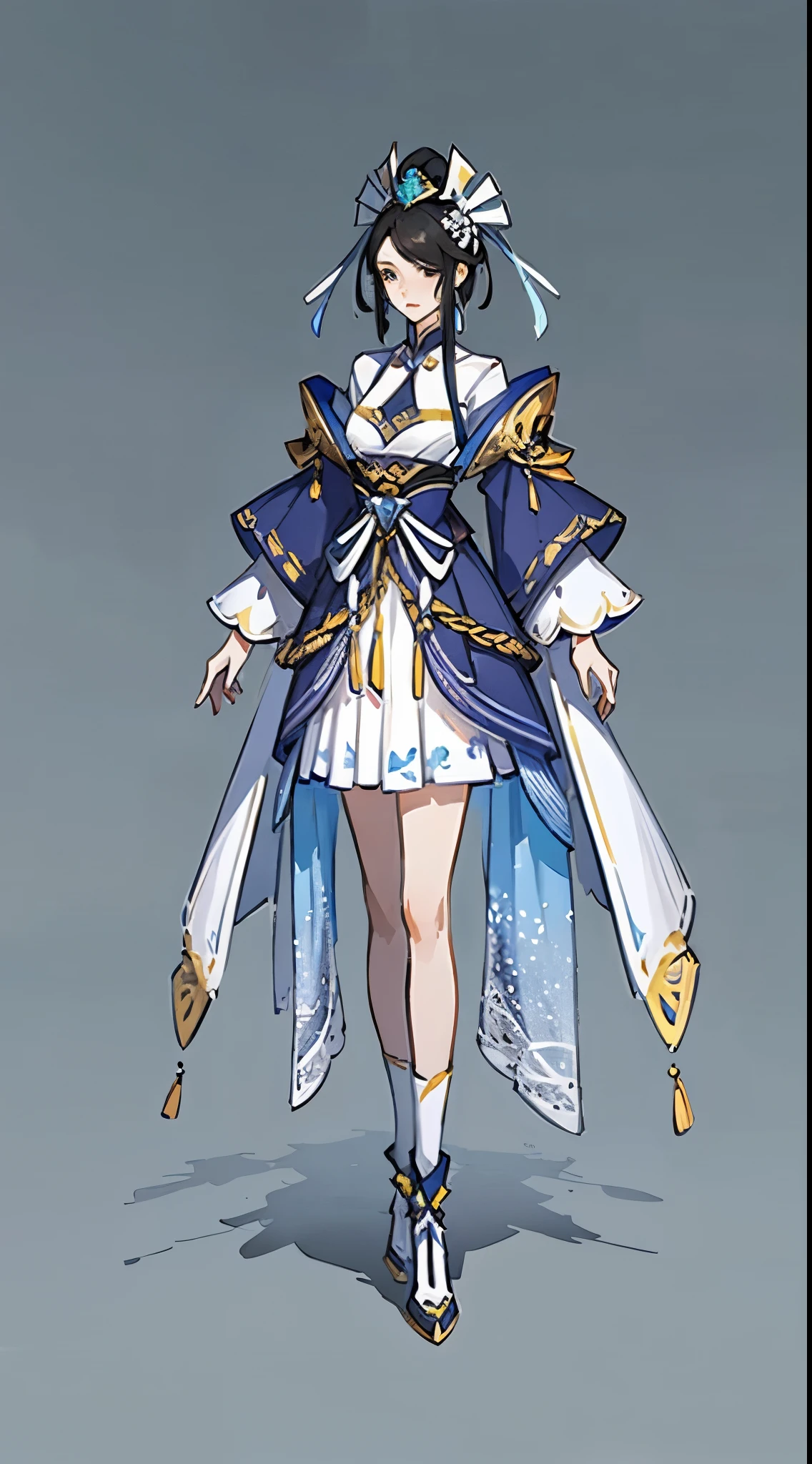 1 female（beautiful face），unique，full body standing painting，solo，Transparent Background，Original character designs from East Asia，Game character costume design，Gorgeous skirt with layered fish scale sequins，high detail，color grade，White background，ultra high resolution，sharp focus，masterpiece，HD，8k，clear facial features，Clear details