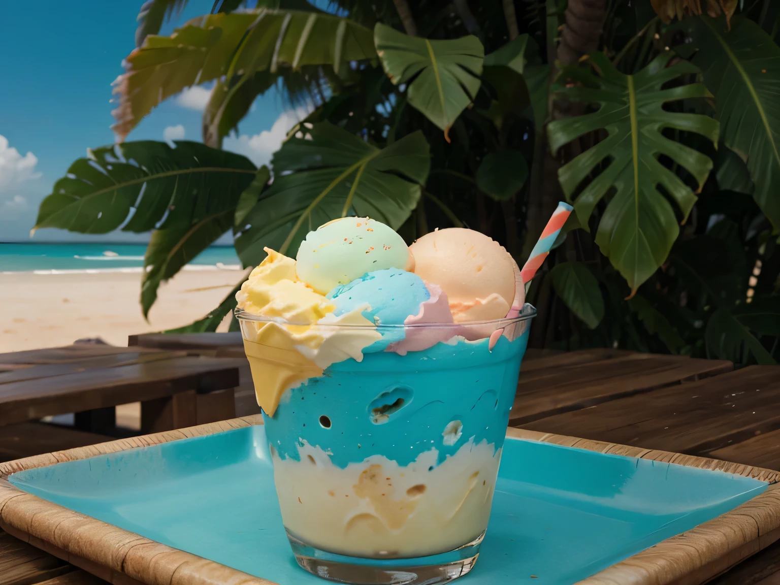Ice cream hiper realista colorido, tropical, isolado