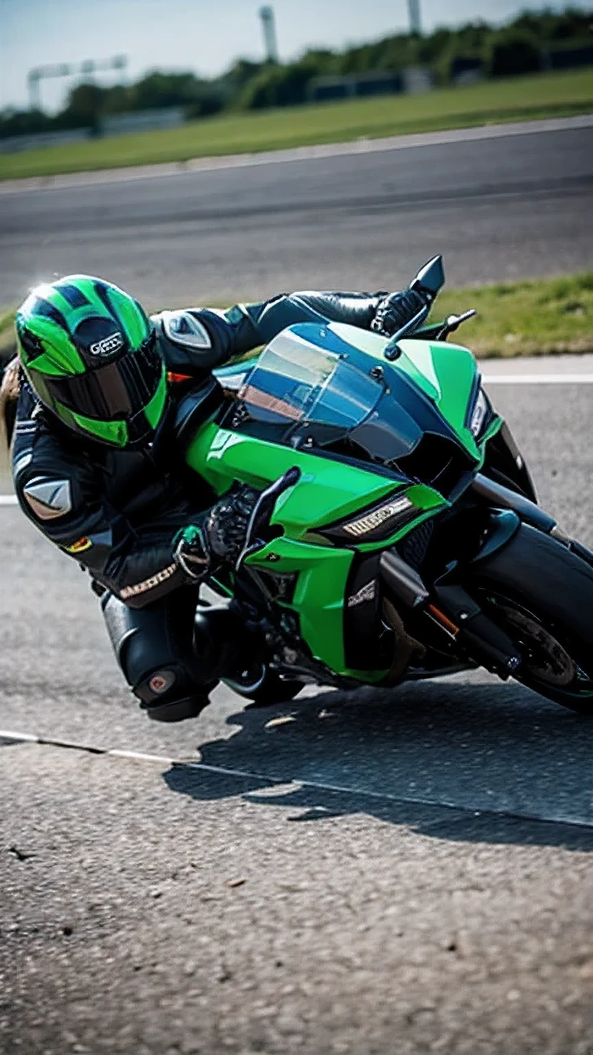 Kawasaki Ninja H2r, Blur Background, vivid color