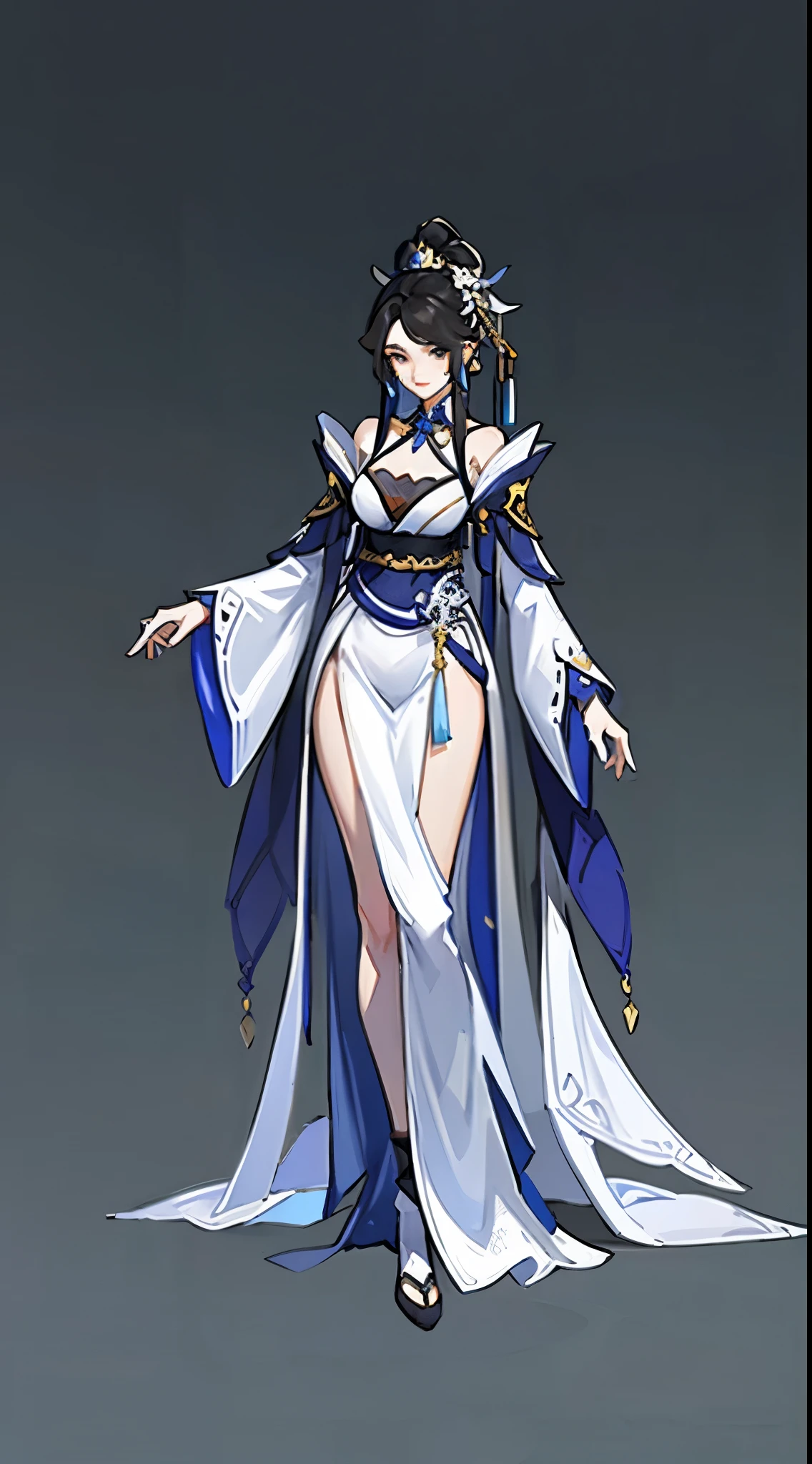 1 female（beautiful face），unique，full body standing painting，solo，Transparent Background，Original character designs from East Asia，Game character costume design，Gorgeous white dress，multi-layer，high detail，White background，ultra high resolution，sharp focus，masterpiece，HD，8k，clear facial features，Clear details