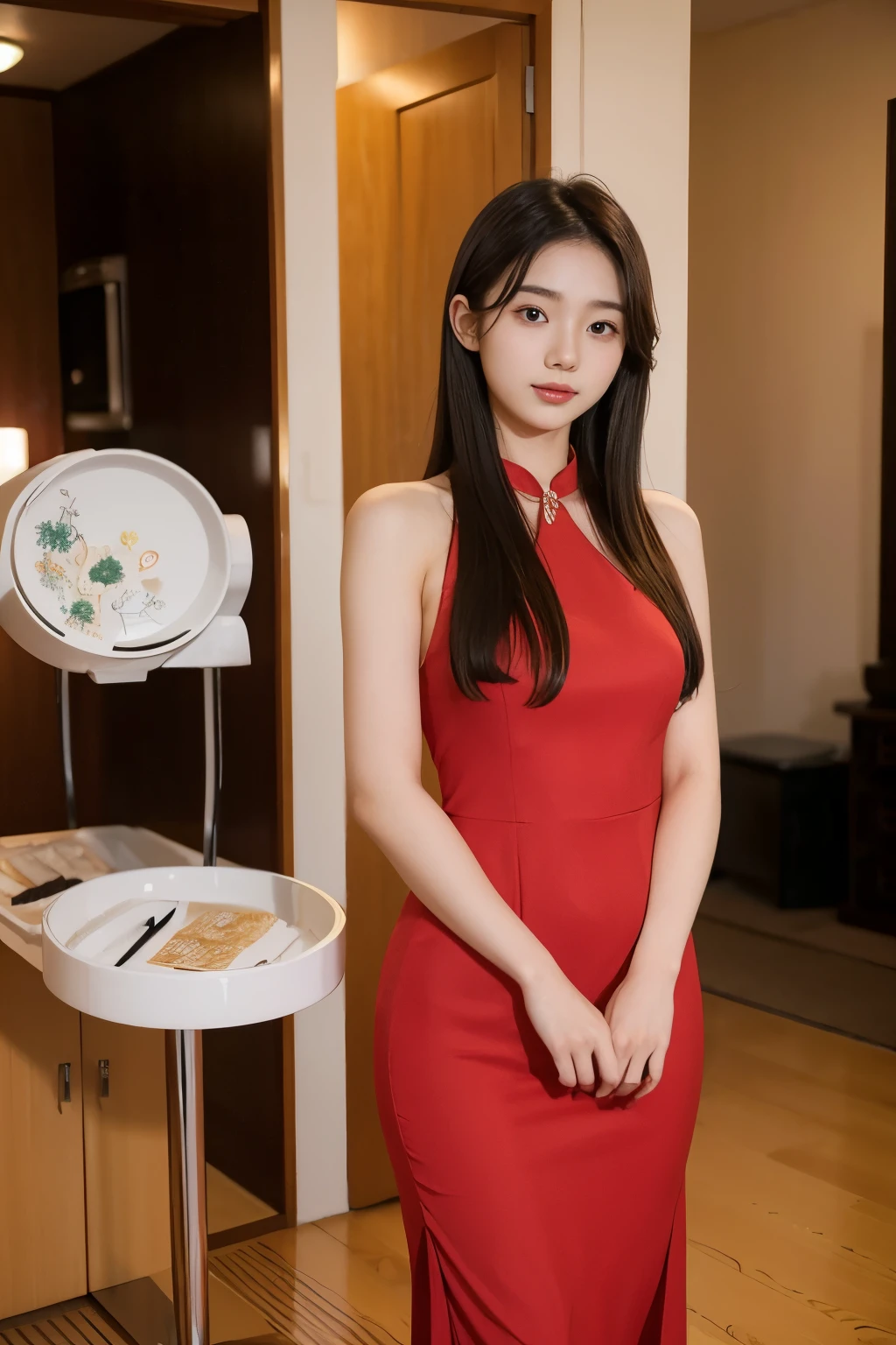beautiful 19 year old japanese girl in a party dress