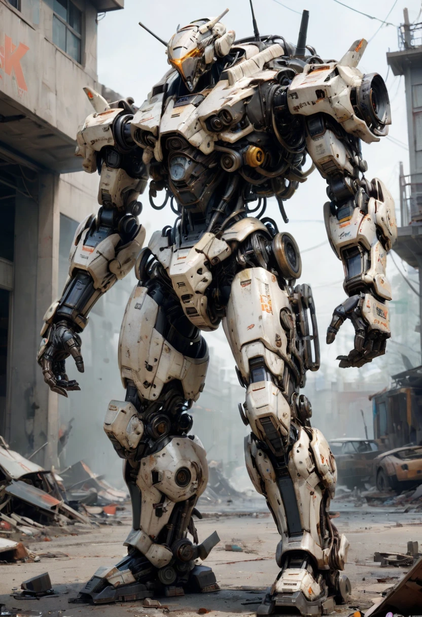 Abandoned Mech, broken body, suburban, (best quality, masterpiece, Representative work, official art, Professional, Ultra intricate detailed, 8k:1.3)