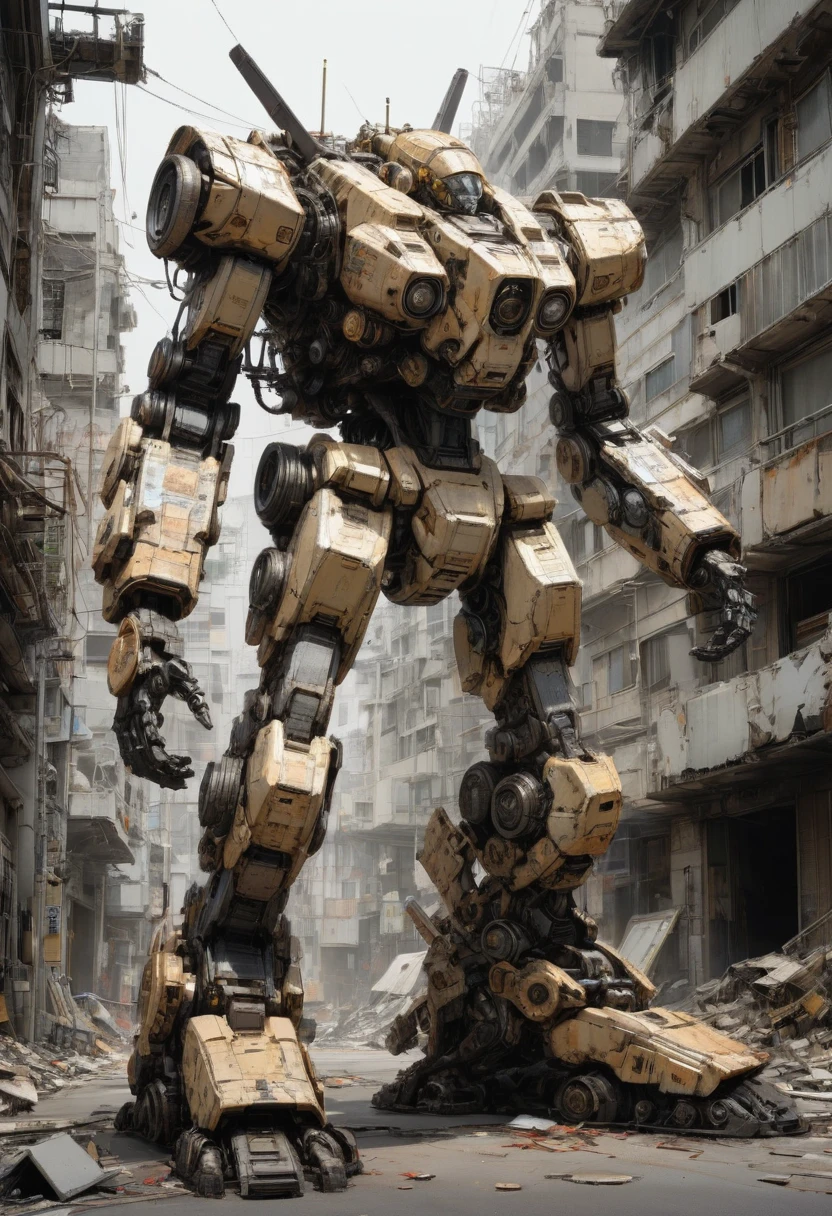Abandoned Mech by Katsuhiro Otomo, best quality, masterpiece, Representative work, official art, Professional, Ultra intricate detailed, 8k