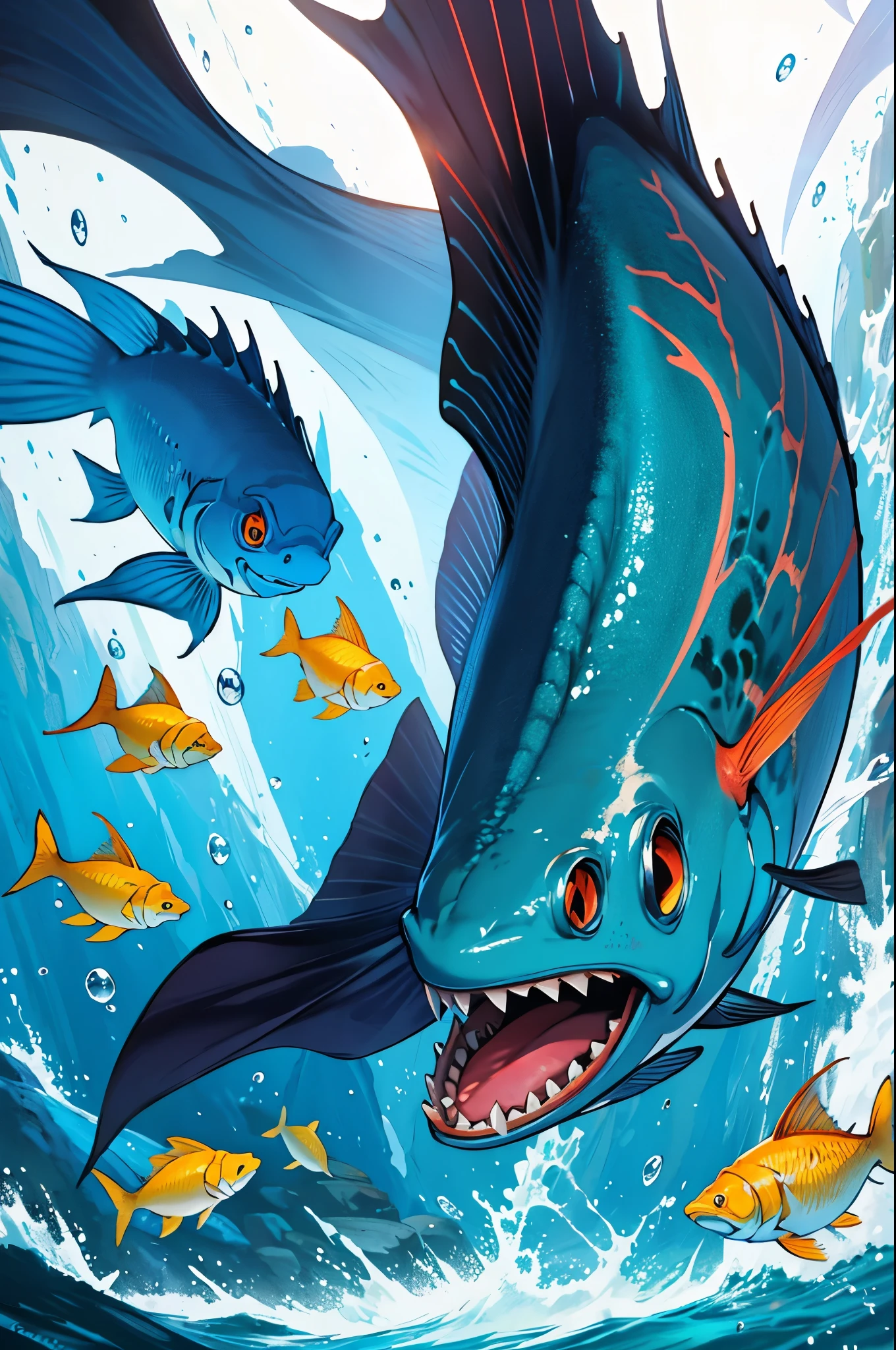 fantasy, other fish, angry fish, a lot of angry fish