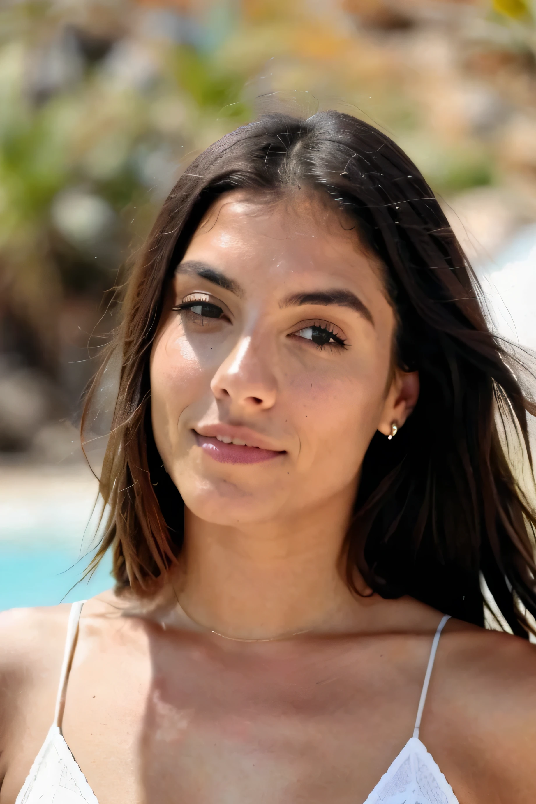 Instagram-Foto, Nahaufnahme Gesicht 1.4f, bookeh effect, Foto von 23 Y.o Chloe, blasse Haut, (smil:0.4), Harte Schatten, (10, RAW-Foto, Top quality),realistisch, Frontal, Kompliziert detailliert, Gag, wegblicken, Frauenfokus, IM BIKINI AM POOL, Morgenhimmel, Sanfte Beleuchtung, Filmische Beleuchtung, portrait, Mit Liebe, beauty, beautiful, supreme clothing, blurry foreground, blur effect, Mikro-Details, weiches Licht, fotorealistisch, proportional, Hyper Details, Jung, Gemeinsames Gesicht, Ein lebendiges Gesicht, Detaillierte, seductive eyes, in einem BIKINI, ((detailed facial features)), (fein detaillierte Haut), blasse Haut, Realistische Hautstruktur, Extreme Hautdetails, (poren:0.1), Masterpiece best quality, fotorealistisch, Eine hyperrealistische, Detailliert, 8K, HDR, (Sanfte Farbe: 1.2), light depth of field, Breites Licht, Hoher Kontrast, Hintergrundbeleuchtung, Leichtes Funkeln, chromatische Aberration, Scharfer Fokus, RAW-Farbfoto, ((NSFW)), only black dresses, Morgenhimmel, Sanfte Beleuchtung, Filmische Beleuchtung, portrait, Mit Liebe, beauty, beautiful, supreme, blurry foreground, blur effect,