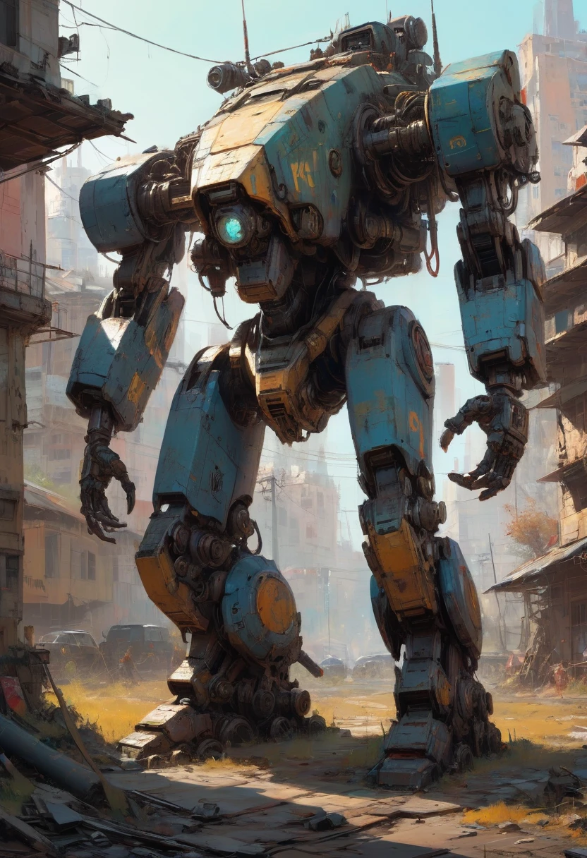 Abandoned Mech by Ismail Inceoglu, best quality, masterpiece, Representative work, official art, Professional, Ultra intricate detailed, 8k