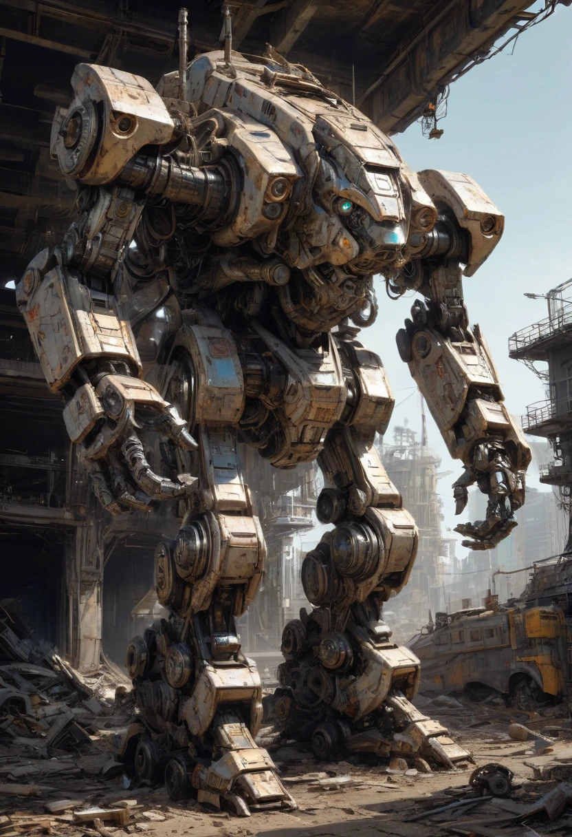 Abandoned Mech by Douglas Adams, best quality, masterpiece, Representative work, official art, Professional, Ultra intricate detailed, 8k