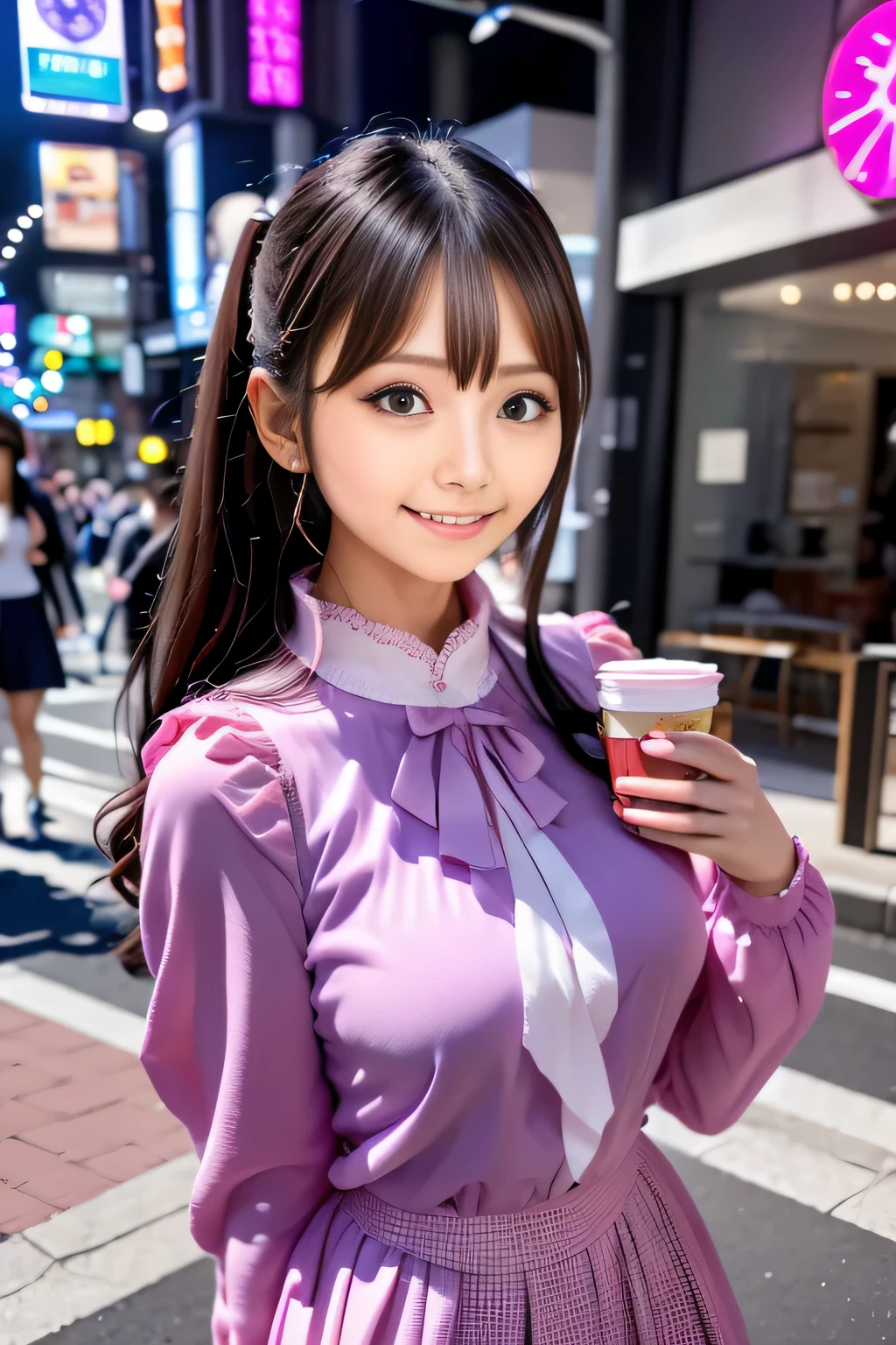 Arafe Asian woman in purple dress posing on the street, long sleeve dress, ruffled skirt, ponytail anime girl cosplay, Genuine young gravure idol, seductive anime girl, trending on cgstation, trending on cgstation, anime thai girl, sakimichan, Young and cute gravure idol, young sensual gravure idol, Real sensual gravure idol, beautiful and attractive anime woman, beautiful japanese girl face