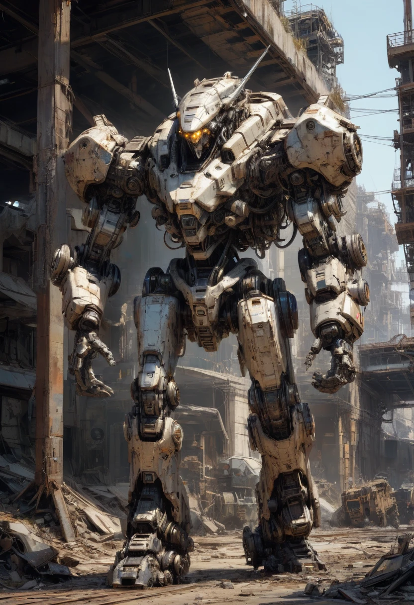 Abandoned Mech by Duncan Fegredo, best quality, masterpiece, Representative work, official art, Professional, Ultra intricate detailed, 8k