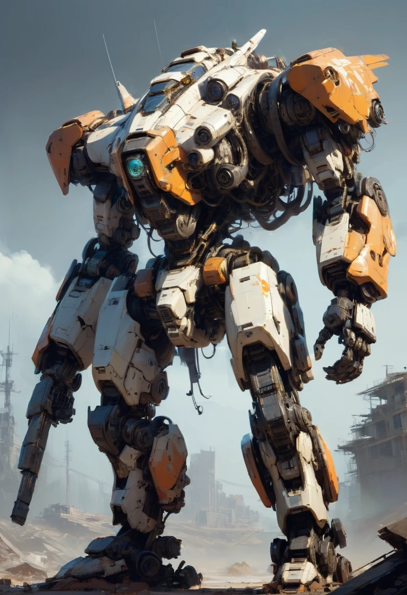 Abandoned Mech by Sparth, best quality, masterpiece, Representative work, official art, Professional, Ultra intricate detailed, 8k