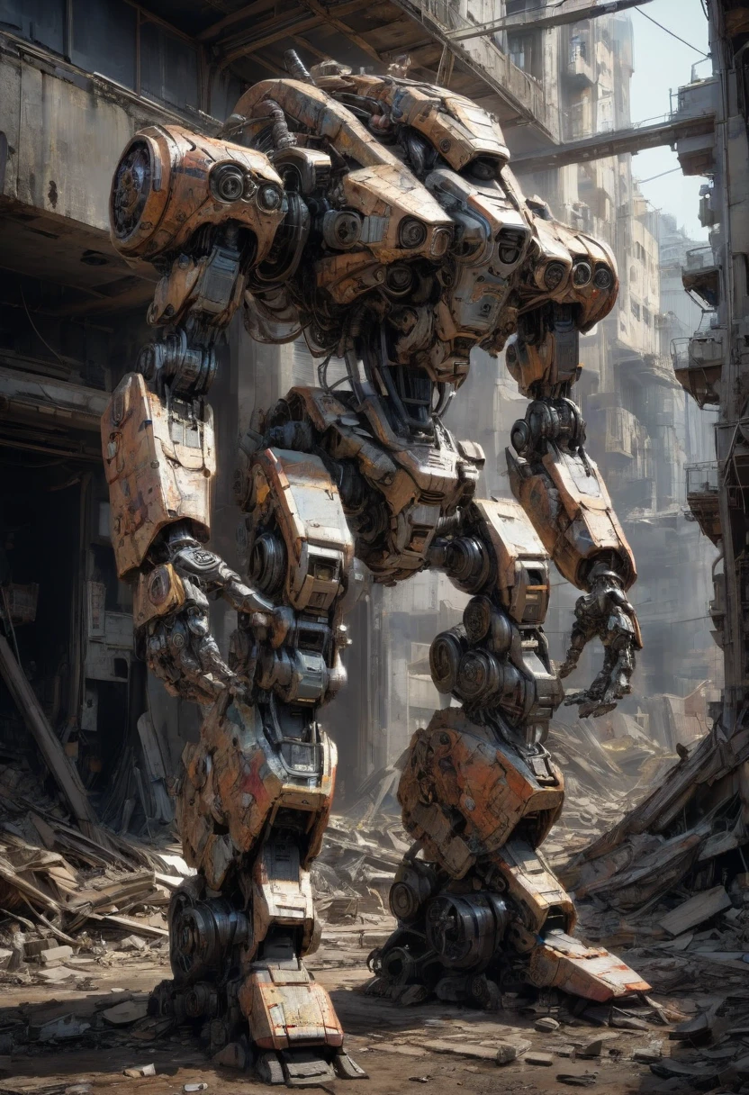 Abandoned Mech by Arik Brauer, best quality, masterpiece, Representative work, official art, Professional, Ultra intricate detailed, 8k