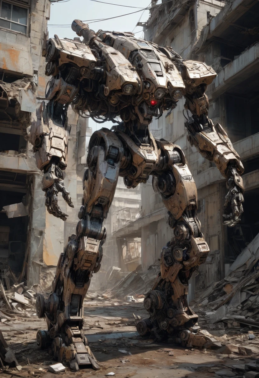 Abandoned Mech by Arik Brauer, best quality, masterpiece, Representative work, official art, Professional, Ultra intricate detailed, 8k