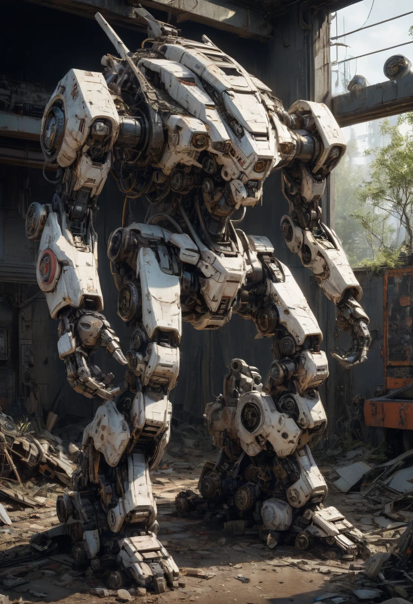 Abandoned Mech by Arik Brauer, best quality, masterpiece, Representative work, official art, Professional, Ultra intricate detailed, 8k