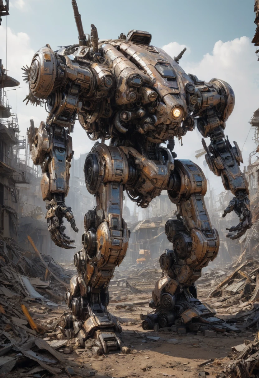 Abandoned Mech by Arik Brauer, best quality, masterpiece, Representative work, official art, Professional, Ultra intricate detailed, 8k