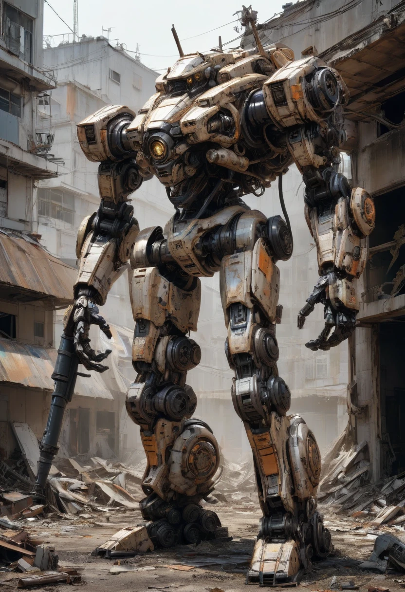 Abandoned Mech by Hariton Pushwagner, best quality, masterpiece, Representative work, official art, Professional, Ultra intricate detailed, 8k