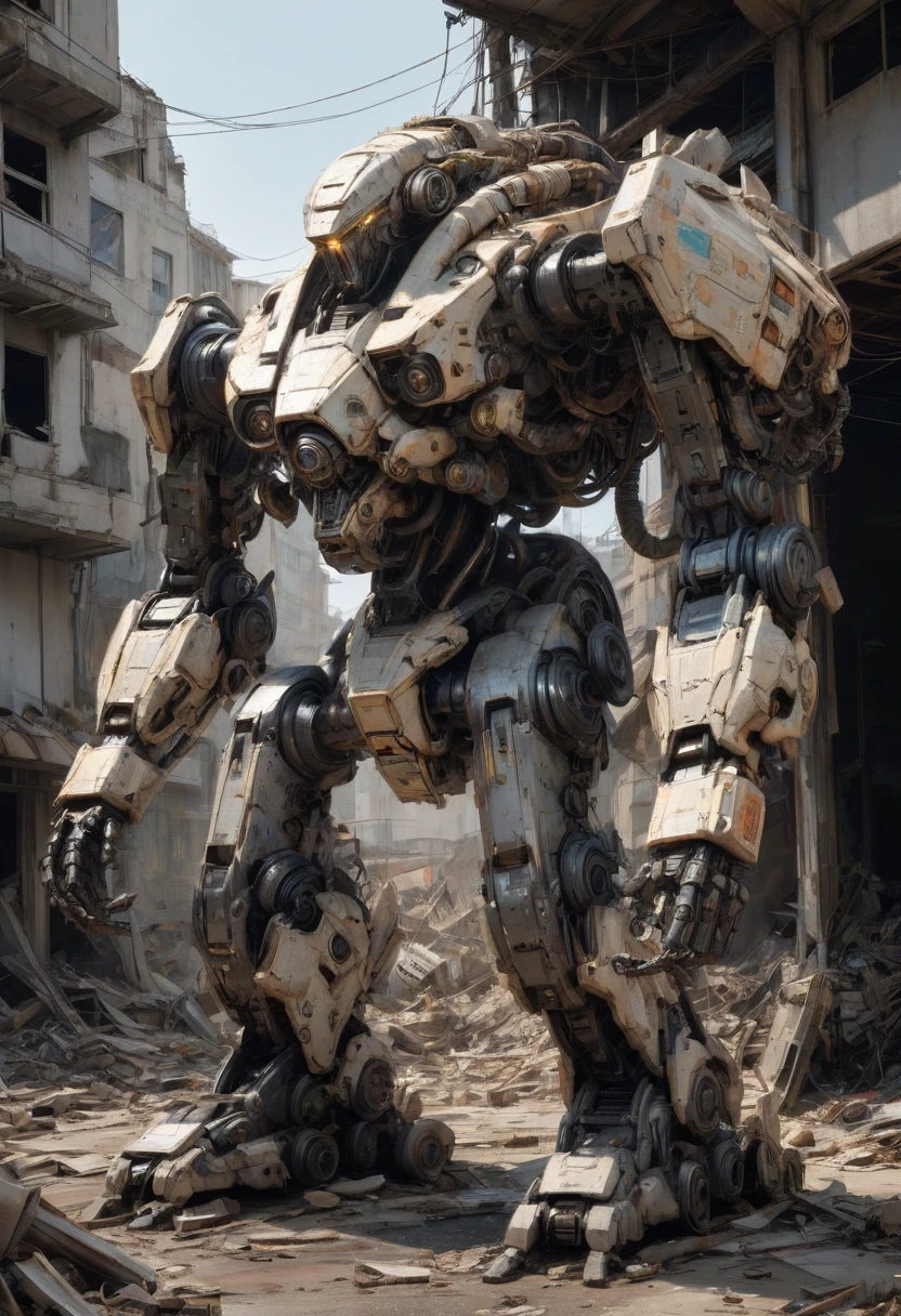 Abandoned Mech by James Gilleard, best quality, masterpiece, Representative work, official art, Professional, Ultra intricate detailed, 8k
