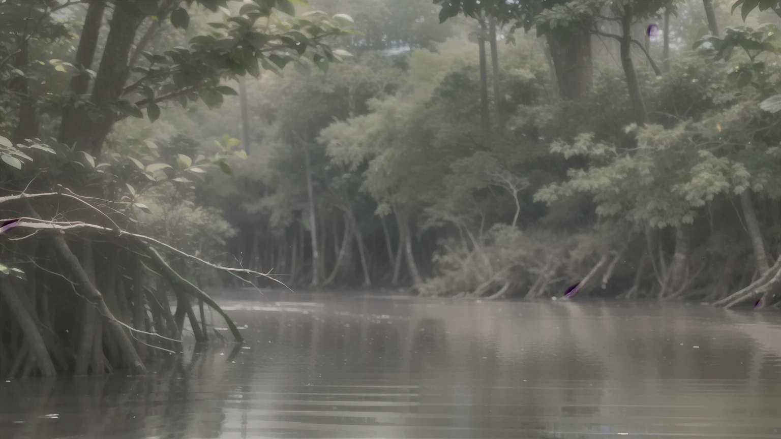 there is a bird that is sitting on a branch in the water, mangrove trees, mangrove swamp, swamp forest, photo taken from a boat, amazon jungle, indian forest, amazon rainforest background, the photo was taken from a boat, jungles, with trees and rivers, forest and river, in a river in the jungle, floating trees, swamps, green waters