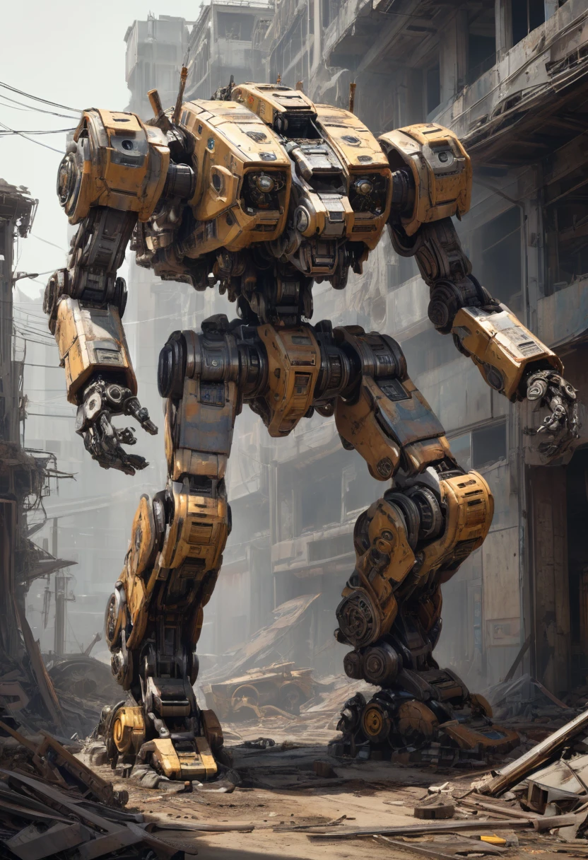 Abandoned Mech by Emmanuel Shiu, best quality, masterpiece, Representative work, official art, Professional, Ultra intricate detailed, 8k