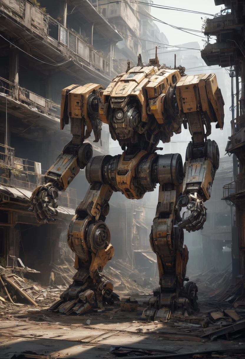 Abandoned Mech by Emmanuel Shiu, best quality, masterpiece, Representative work, official art, Professional, Ultra intricate detailed, 8k