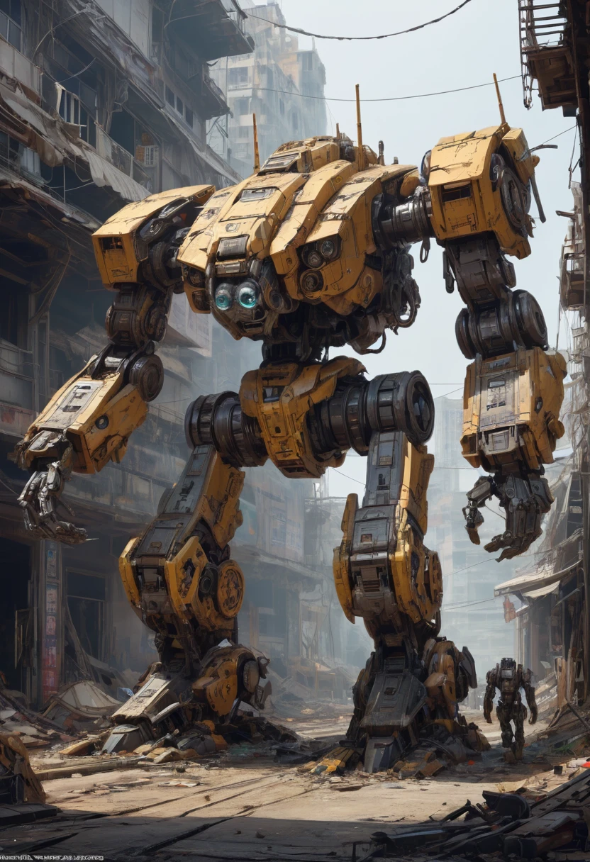 Abandoned Mech by kuang hong, best quality, masterpiece, Representative work, official art, Professional, Ultra intricate detailed, 8k