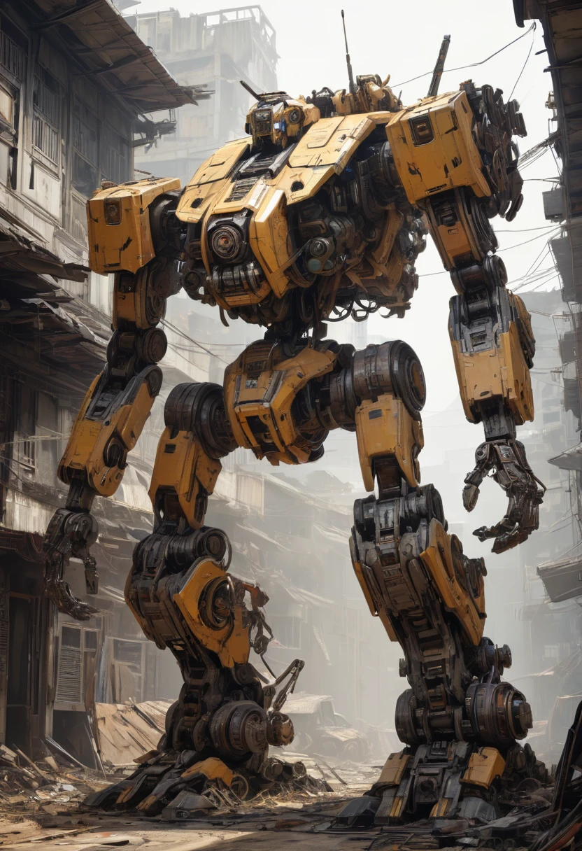 Abandoned Mech by kuang hong, best quality, masterpiece, Representative work, official art, Professional, Ultra intricate detailed, 8k