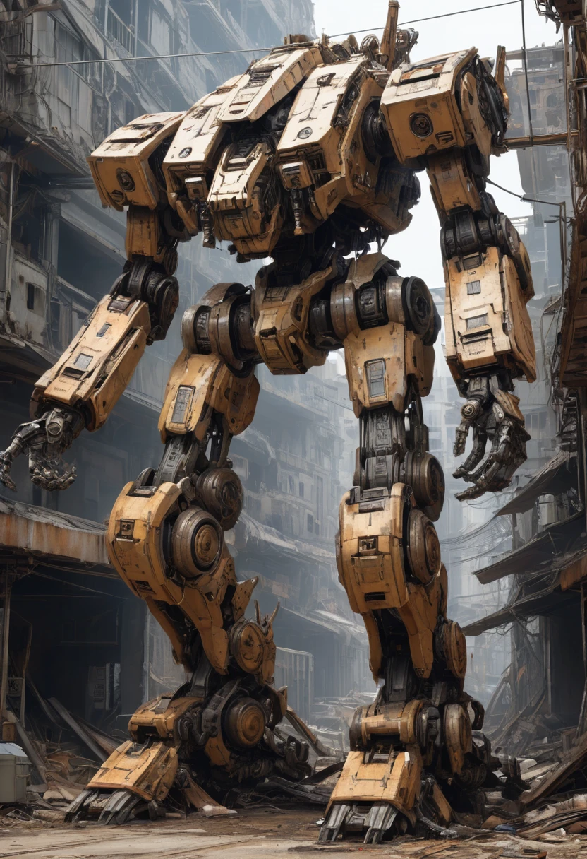 Abandoned Mech by Alan_Lee, best quality, masterpiece, Representative work, official art, Professional, Ultra intricate detailed, 8k