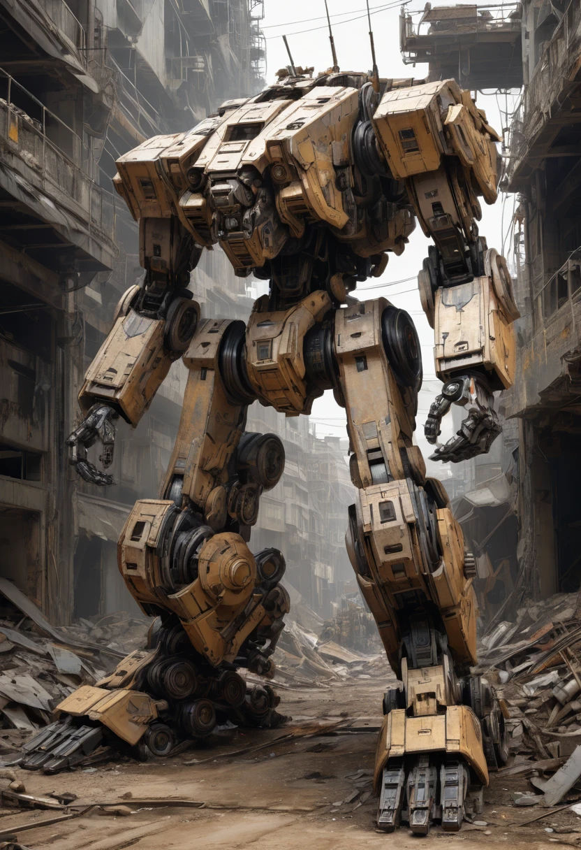 Abandoned Mech by Alan_Lee, best quality, masterpiece, Representative work, official art, Professional, Ultra intricate detailed, 8k