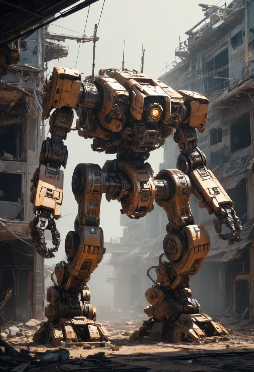 Abandoned Mech by Andy_Lee, best quality, masterpiece, Representative work, official art, Professional, Ultra intricate detailed, 8k