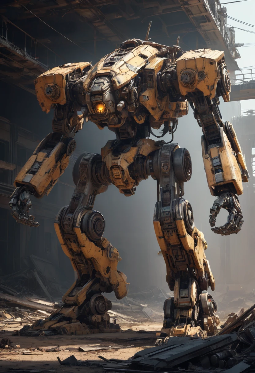 Abandoned Mech by Andy_Lee, best quality, masterpiece, Representative work, official art, Professional, Ultra intricate detailed, 8k
