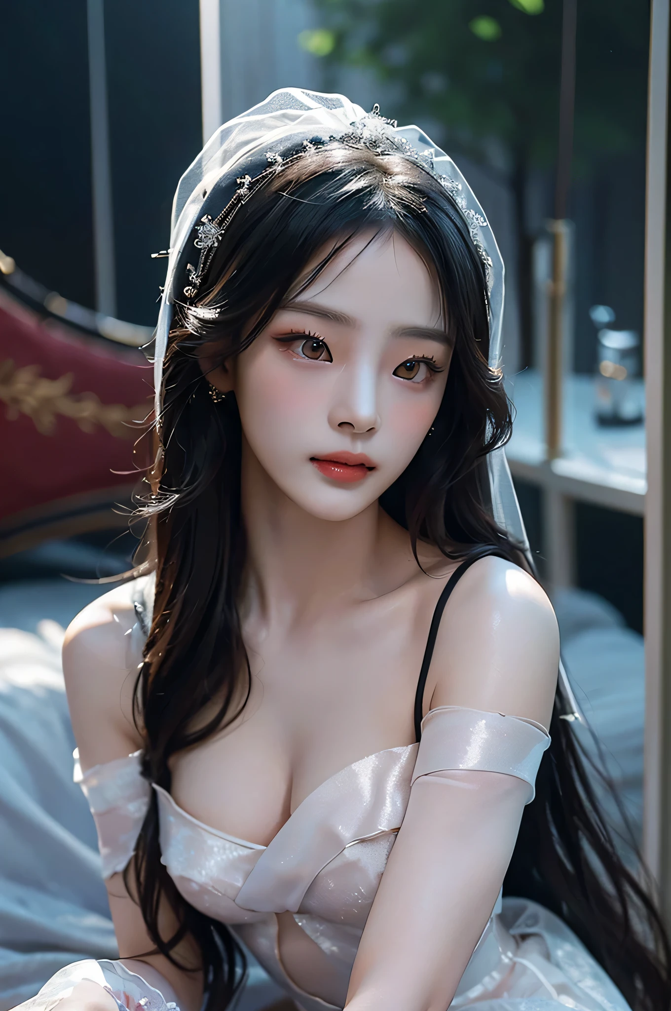 best qualtiy,tmasterpiece,超高分辨率,(realisticlying:1.4),xiuxian,arma,Detal Face,
1girll,独奏,arma,,(Magical Circle:1.2),faeries,The upper part of the body,a beauty girl,full bodyesbian,The fabric of the clothes is light and thin,Tulle coat,streamer,(Wear only underwear and panties),Naked of breast,east asian architecture,buliding,
