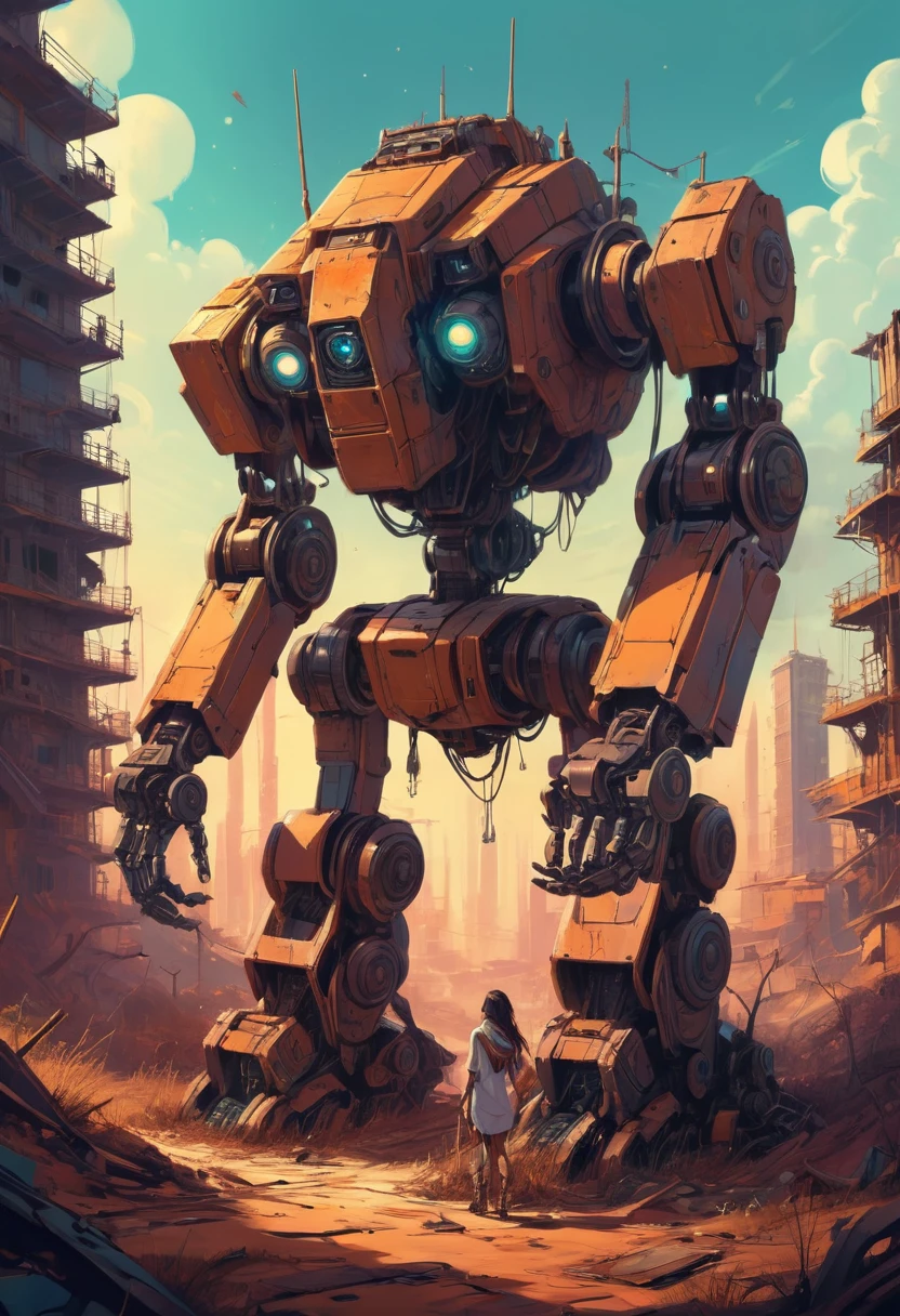 Abandoned Mech by Cyril Rolando, best quality, masterpiece, Representative work, official art, Professional, Ultra intricate detailed, 8k