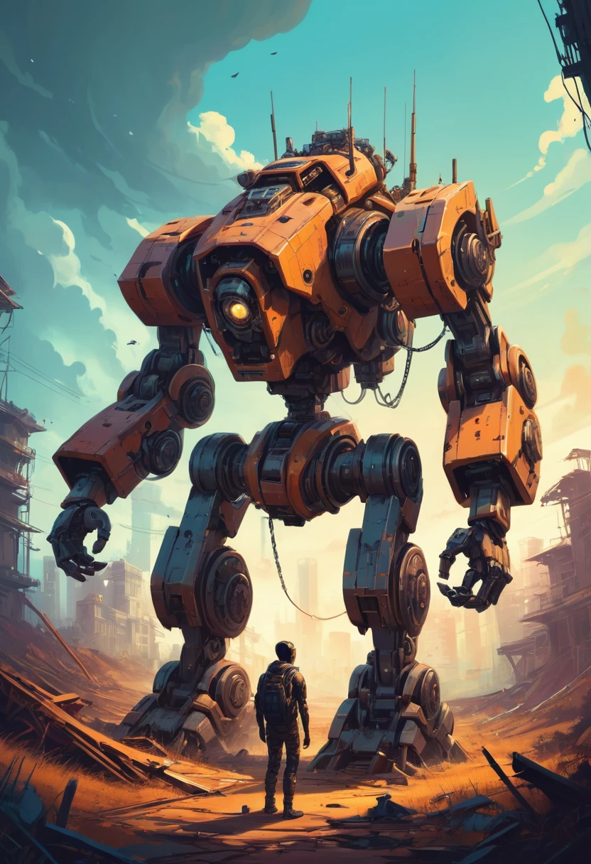 Abandoned Mech by Cyril Rolando, best quality, masterpiece, Representative work, official art, Professional, Ultra intricate detailed, 8k