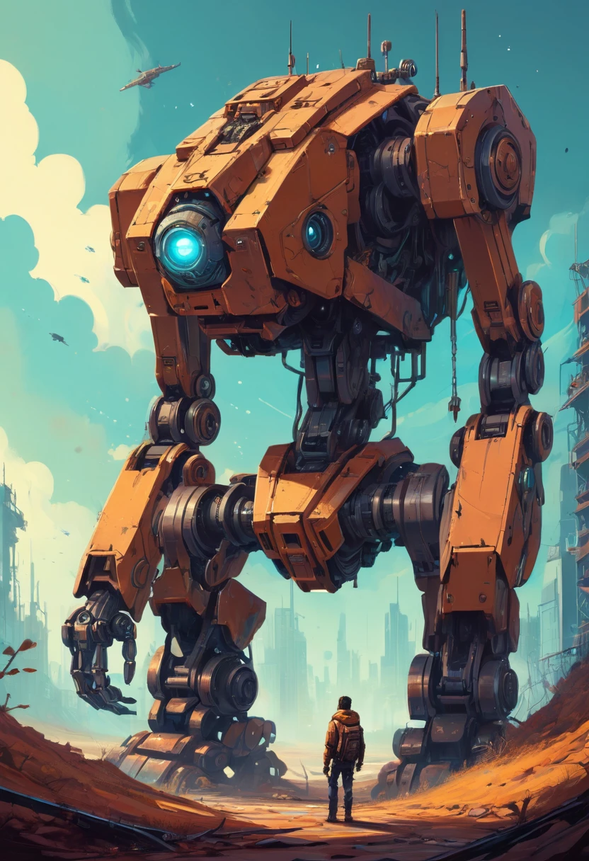 Abandoned Mech by Cyril Rolando, best quality, masterpiece, Representative work, official art, Professional, Ultra intricate detailed, 8k