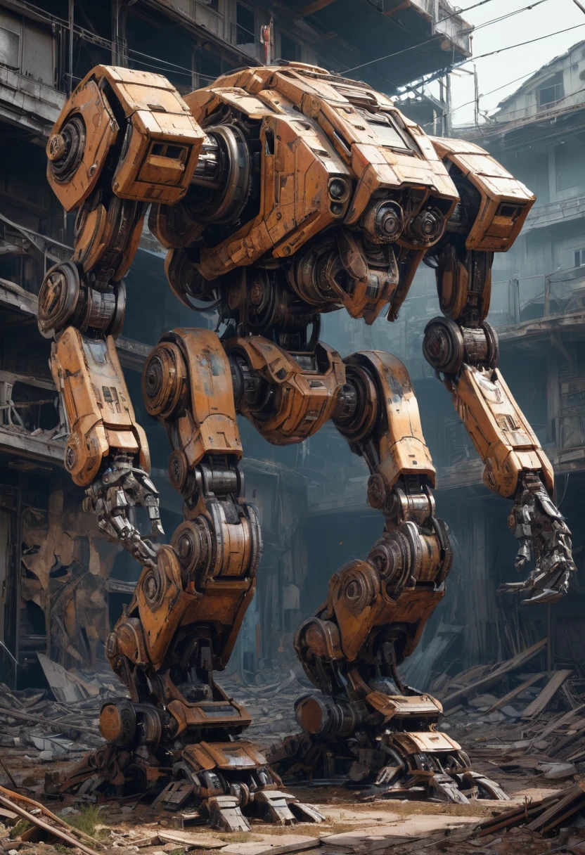 Abandoned Mech by Michal Kváč, best quality, masterpiece, Representative work, official art, Professional, Ultra intricate detailed, 8k