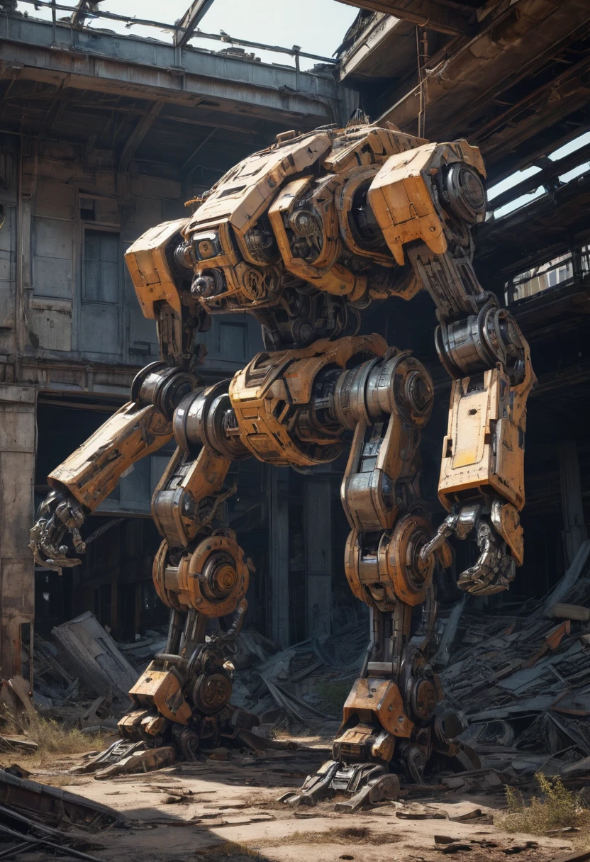 Abandoned Mech by Michal Kváč, best quality, masterpiece, Representative work, official art, Professional, Ultra intricate detailed, 8k