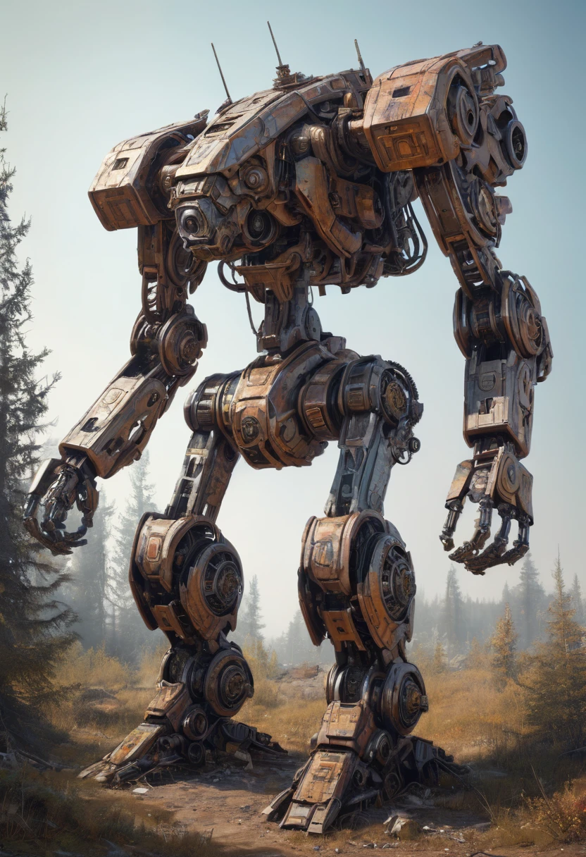 Abandoned Mech by Michal Kváč, best quality, masterpiece, Representative work, official art, Professional, Ultra intricate detailed, 8k