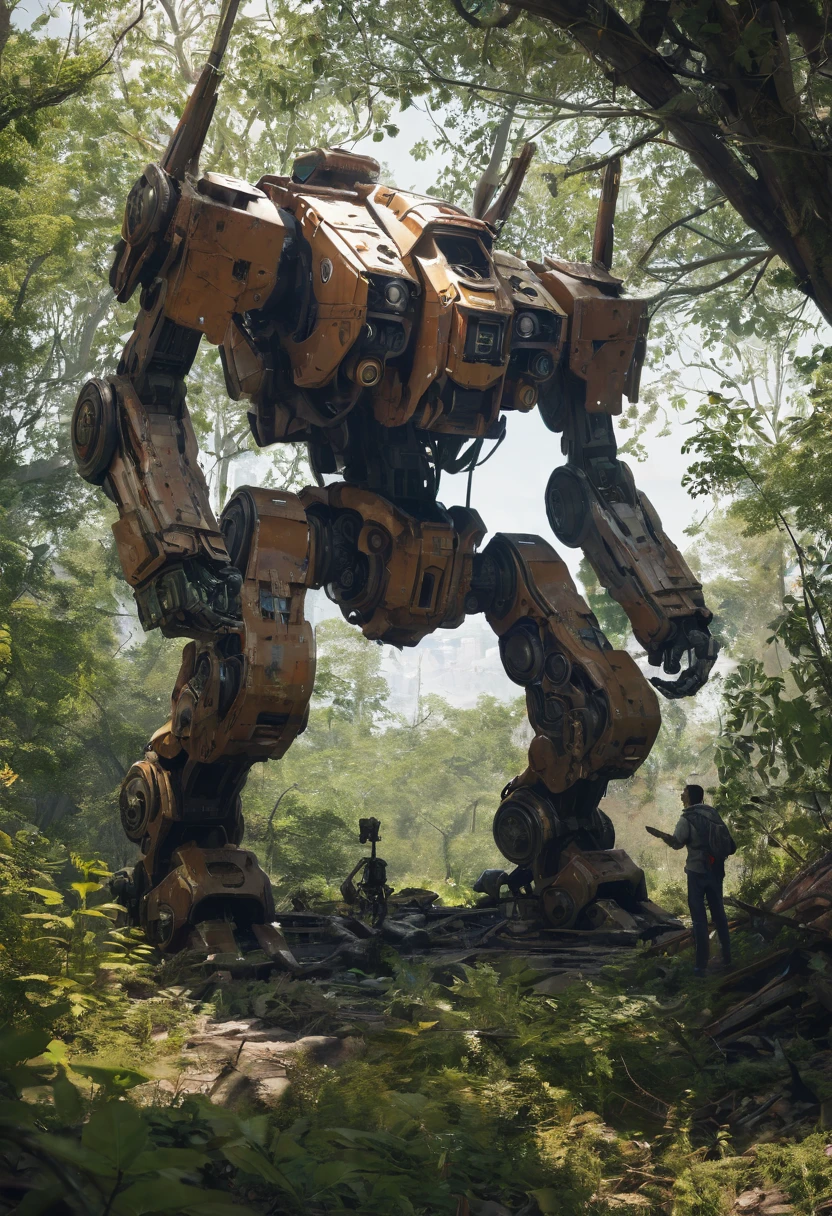 Abandoned Mech, by Jordan Grimmer, best quality, masterpiece, 8k
