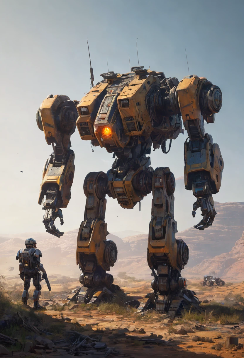 Abandoned Mech, by Jordan Grimmer, best quality, masterpiece, 8k