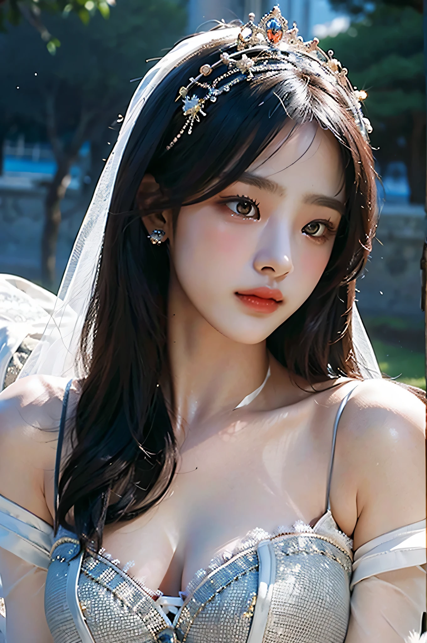 Black background、(((Mid-shot photo 1.5)))、 Highest quality, figure, Very detailed, In detail, High resolution, 8k wallpaper, Perfect dynamic composition, ((Apply full make-up to the face:1.2)), Beautiful attention to detail, Black cloth, Black cloth with chiffon lace, See-throughショルダースリーブ, Sexy Face, Bright light in the background、(((White lace bra 1.5)))、High leg、See-through、Mid-length hair、Loose wavy hair、Earrings、